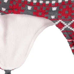 Muts met fleece voering en jacquard motief wanten