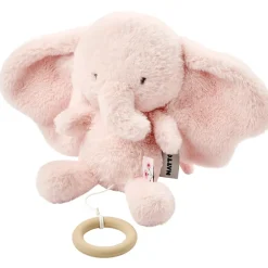Muziekknuffel olifant - Fanfan - Roze - 24 cm