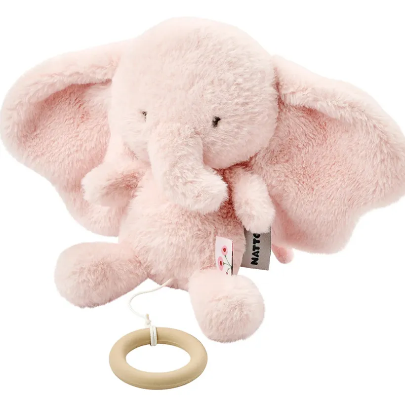 Muziekknuffel olifant - Fanfan - Roze - 24 cm