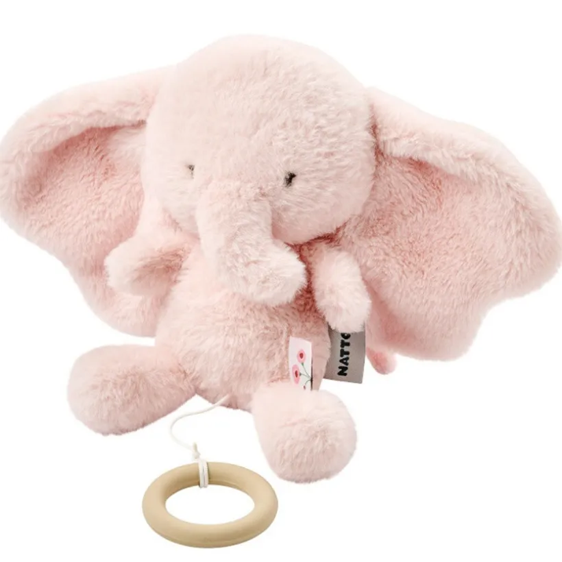 Muziekknuffel olifant - Fanfan - Roze - 24 cm