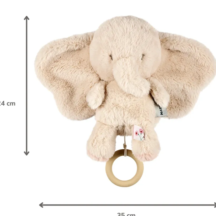 Muziekknuffel olifant - Fluweel - Fanfan - Zand - 24 cm