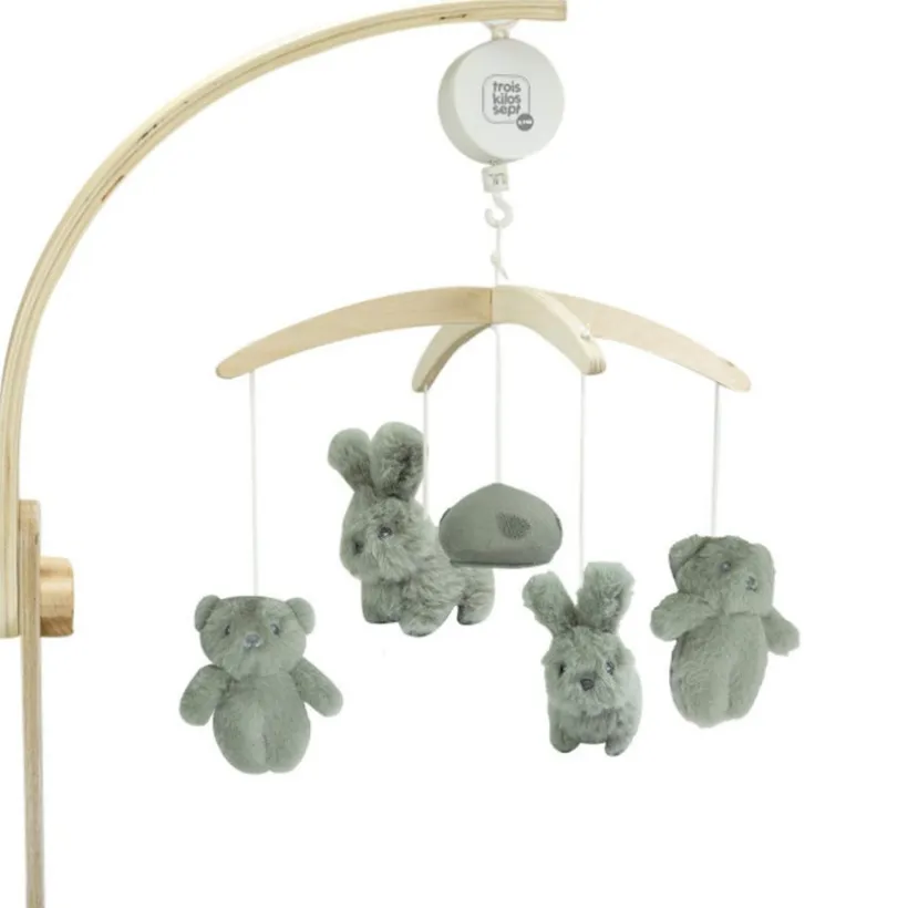 Muziekmobiel met houten arm - Honey - Grijs/groen