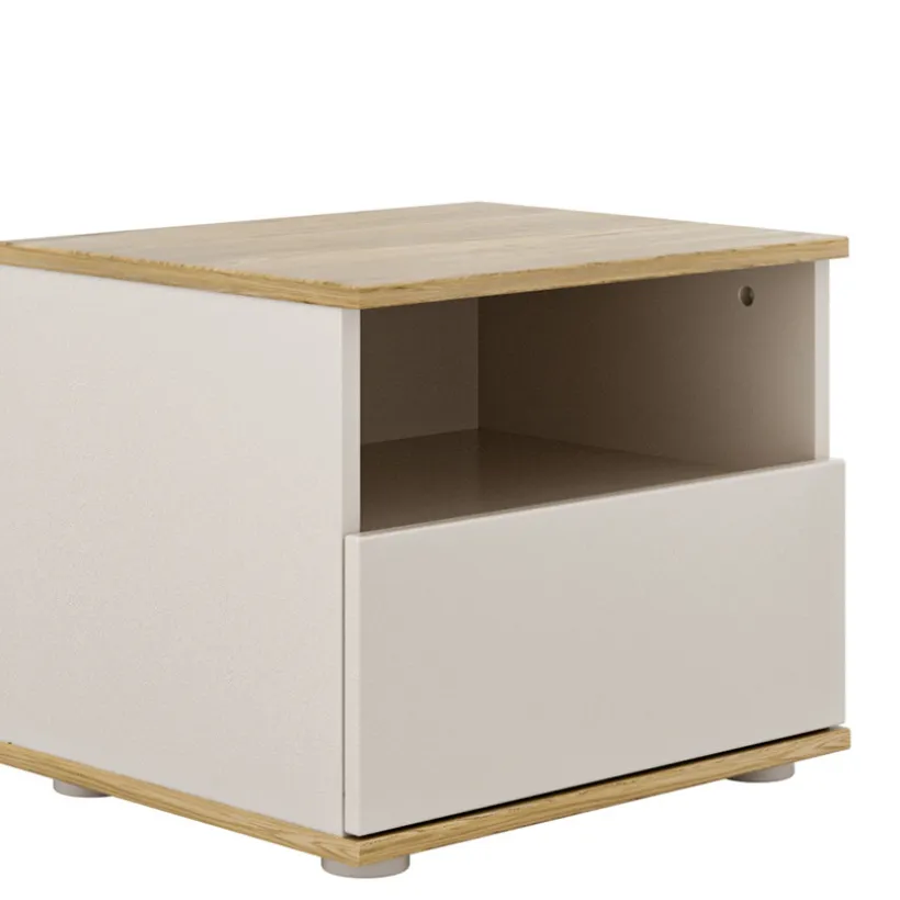 Nachtkast Hazel Kasjmier beige / Eik montana