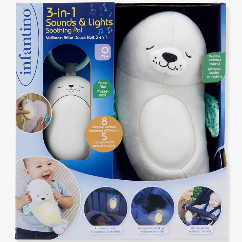 Nachtlampje pluche zeehond - 3 in 1 Sounds and Lights Soothing Pal