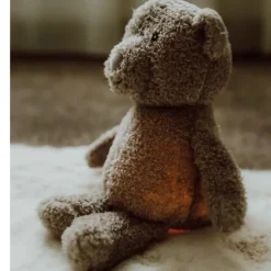 Nachtlamp - lichtgevende knuffel - Lou de beer -Grijs - oplaadbaar - 3 kleuren