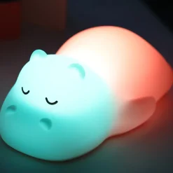 Nachtlamp - Nijlpaard - Silicone - Zalm - 15,8 cm