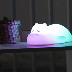 Nachtlamp - Nijlpaard - Silicone - Zalm - 15,8 cm