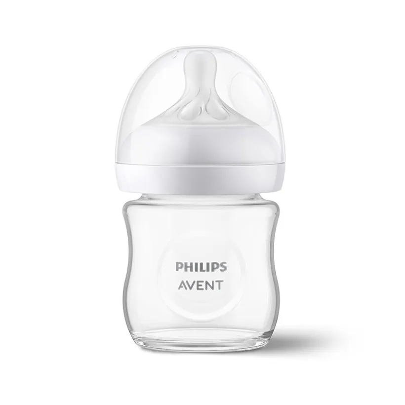 Natural Response glazen zuigfles 120 ml met anti-koliek speen en ergonomische vorm