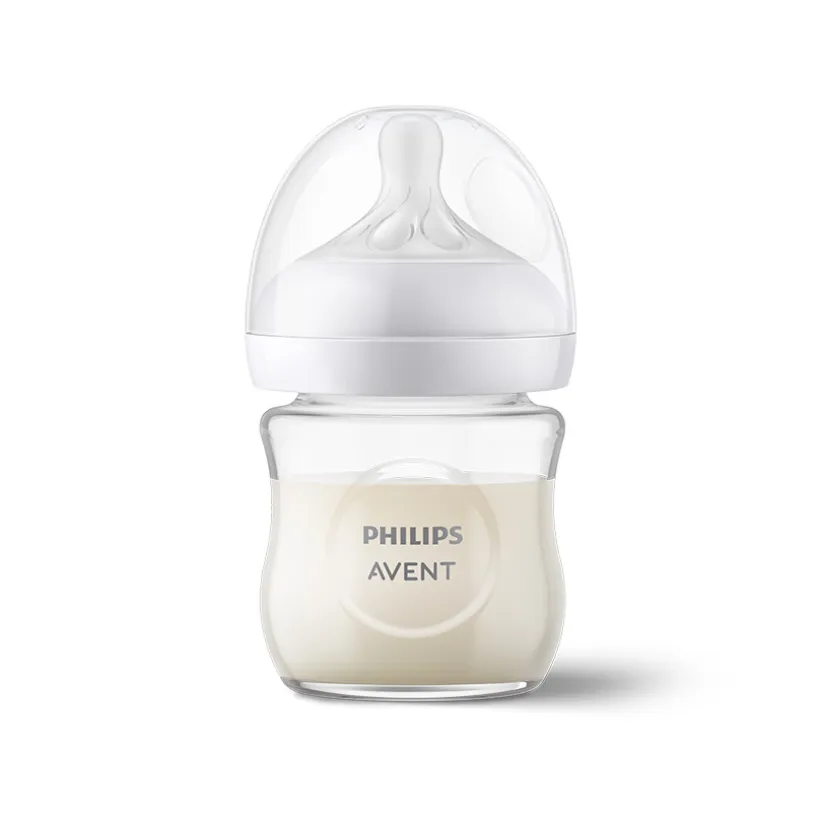 Natural Response glazen zuigfles 120 ml met anti-koliek speen en ergonomische vorm