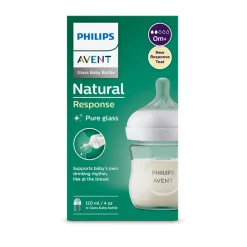Natural Response glazen zuigfles 120 ml met anti-koliek speen en ergonomische vorm
