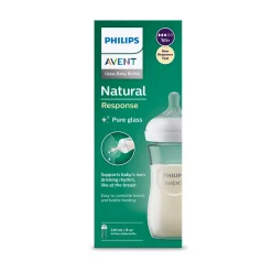 Natural Response glazen zuigfles 240 ml met anti-koliek speen en ergonomische vorm