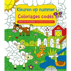 NL/FR Kleuren op nummer Dieren van de boerderij +3J / Coloriages codés Les animaux de la ferme +3A