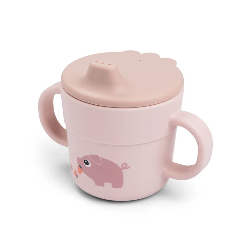 Oefenbeker 2 in 1 Tiny Farm roze