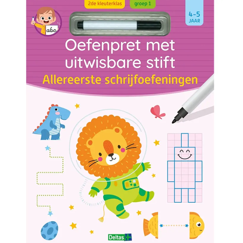 Oefenboek NL - Uitwisbare stift - allereerste schrijfoefeningen 4jaar+