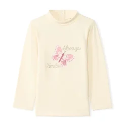 Ondertrui met colletje en roze vlinderprint met cording meisjes