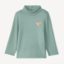 Ondertrui met coltrui en puffprint eekhoorn voor babyjongens