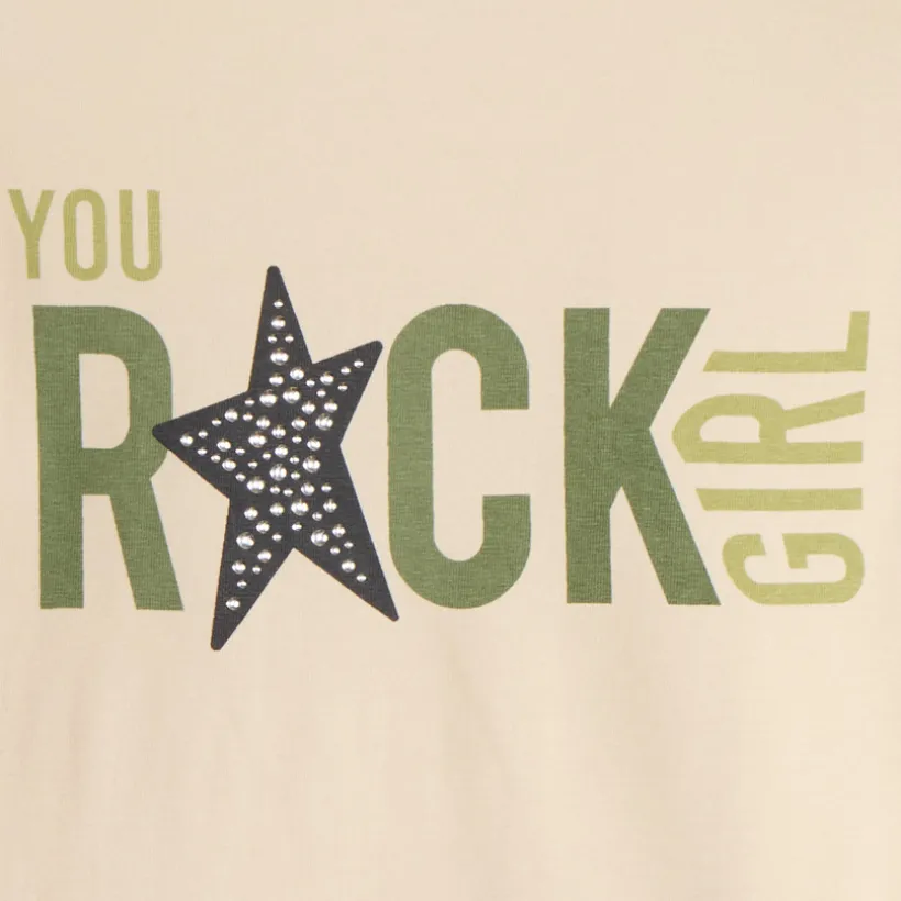 Ondertrui met rolkraag voor meisjes met Rock Girl-print