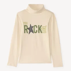 Ondertrui met rolkraag voor meisjes met Rock Girl-print