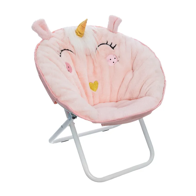 Opklapbare stoffen fauteuil Eenhoorn – Roze