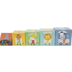 Opstabelbare kubussen in hout jungletinten 18m+ 5stks