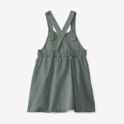 Overgooierjurk met gekruiste bretellen en knoop voor babymeisje