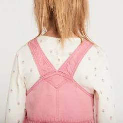Overgooierjurk van stof in effen roos voor babymeisje