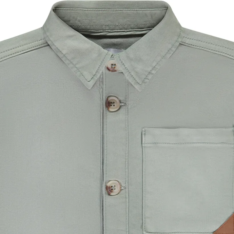 Overhemd effen denim met zakken voor jongen