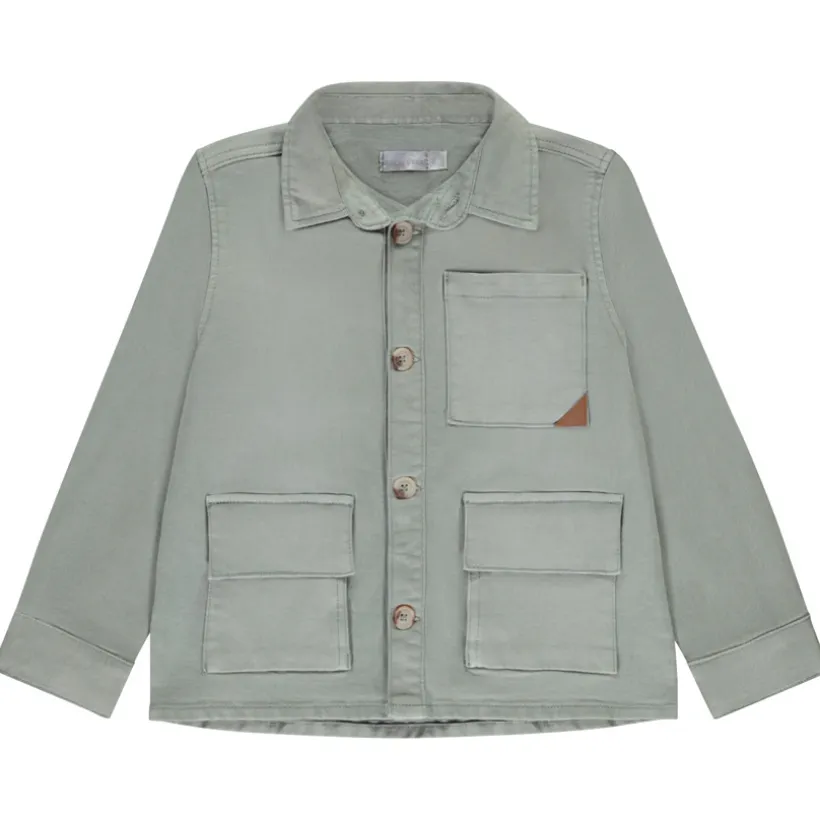 Overhemd effen denim met zakken voor jongen