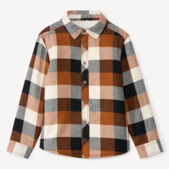 Overhemd in flanel met sherpa voering, geruit jongens