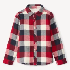 Overhemd in flanel met sherpa voering, geruit jongens