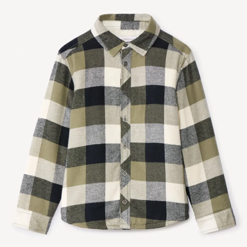 Overhemd in flanel met sherpa voering, geruit jongens