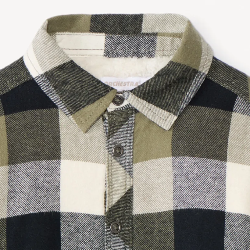 Overhemd in flanel met sherpa voering, geruit jongens