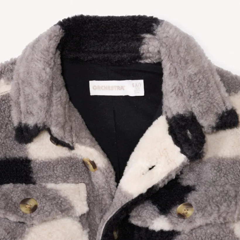 Overhemdjas met ruitmotief in sherpa jongens
