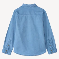 Overhemd met lange mouwen jongens in effen kleur met hemdkraag