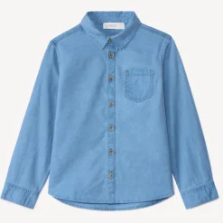 Overhemd met lange mouwen jongens in effen kleur met hemdkraag