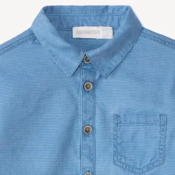Overhemd met lange mouwen jongens in effen kleur met hemdkraag