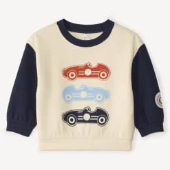 Oversized bicolore sweatshirt jongens met raceauto's print