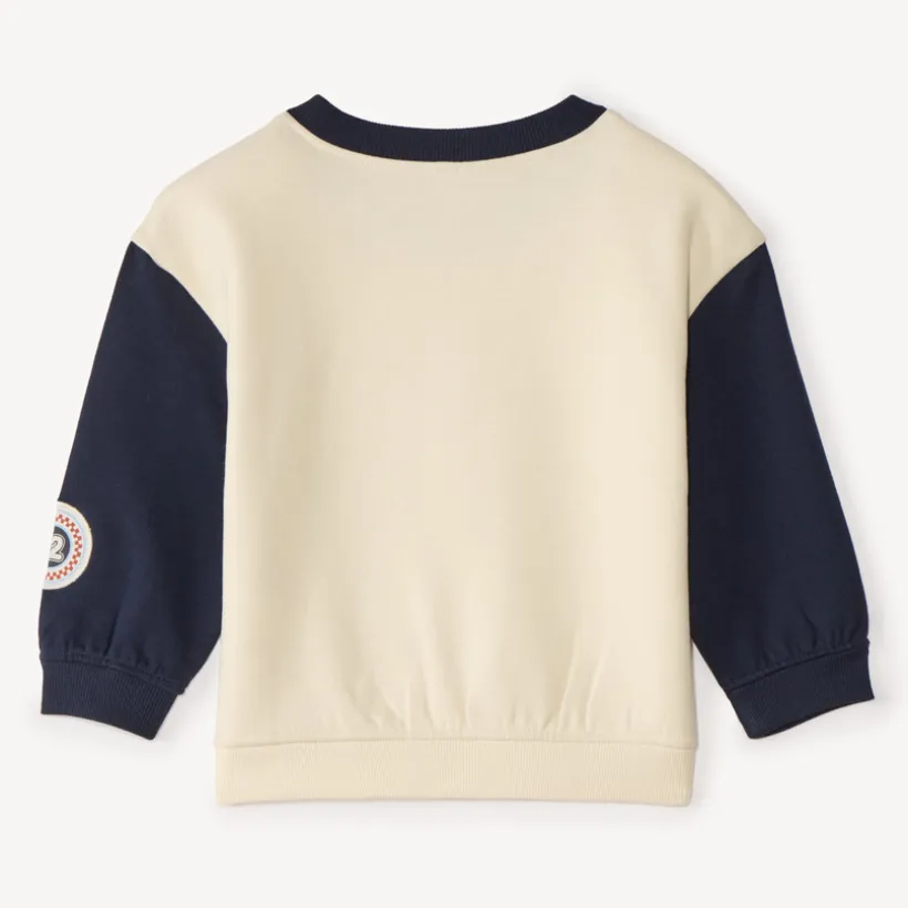 Oversized bicolore sweatshirt jongens met raceauto's print