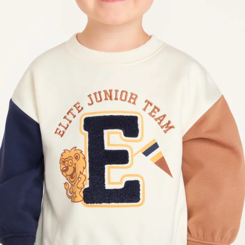Oversized bicolore sweatshirt voor babyjongen in campusstijl