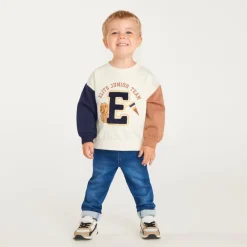 Oversized bicolore sweatshirt voor babyjongen in campusstijl