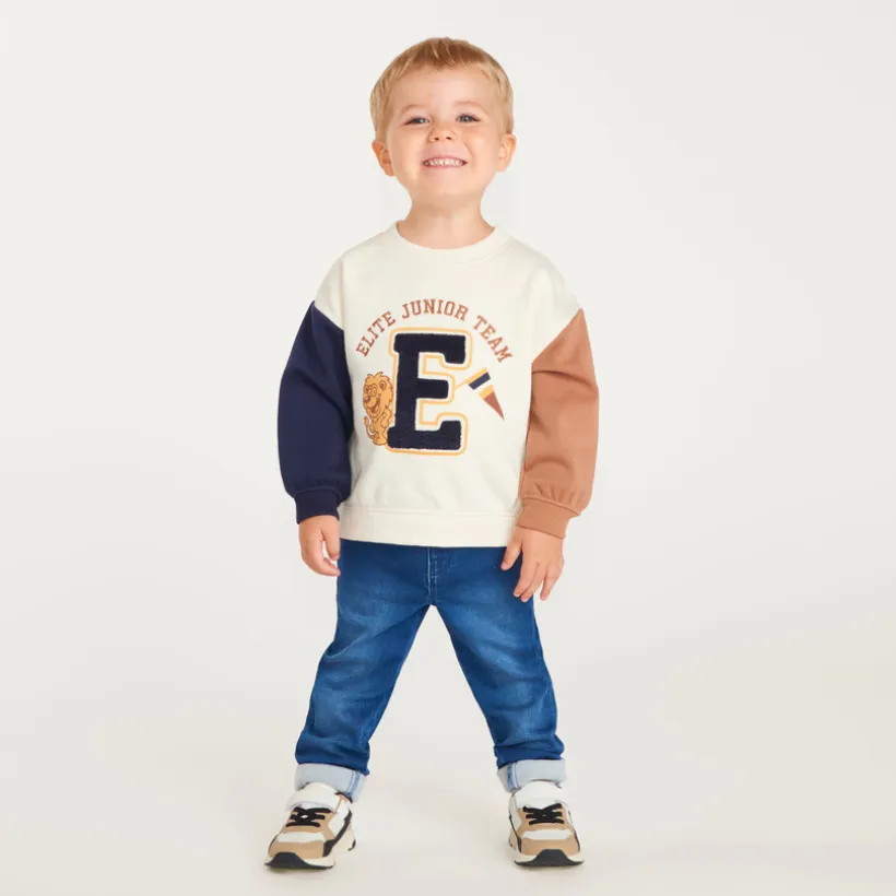 Oversized bicolore sweatshirt voor babyjongen in campusstijl