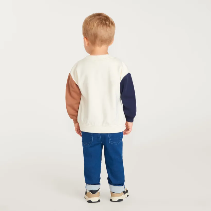 Oversized bicolore sweatshirt voor babyjongen in campusstijl