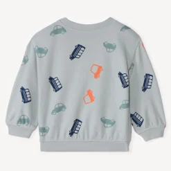 Oversized fleece sweatshirt met voertuigenprint voor babyjongen