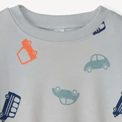 Oversized fleece sweatshirt met voertuigenprint voor babyjongen