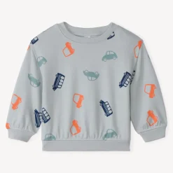 Oversized fleece sweatshirt met voertuigenprint voor babyjongen
