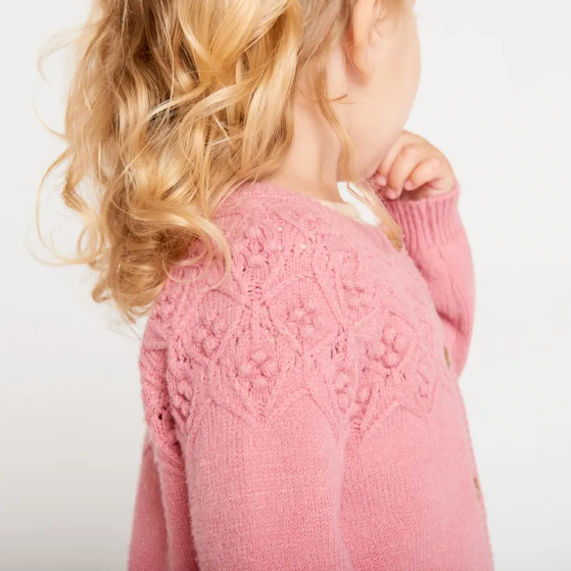 Oversized gebreid fantasievest voor babymeisje
