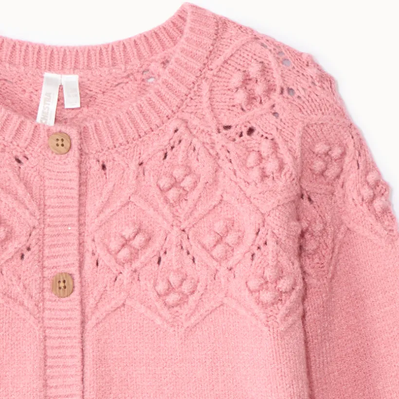Oversized gebreid fantasievest voor babymeisje