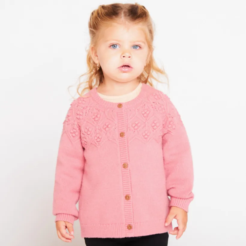 Oversized gebreid fantasievest voor babymeisje