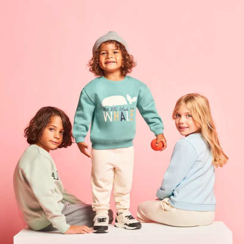 Oversized gebreid sweatshirt met print jongens.