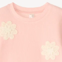 Oversized jogging set met haakbloemen voor babymeisjes